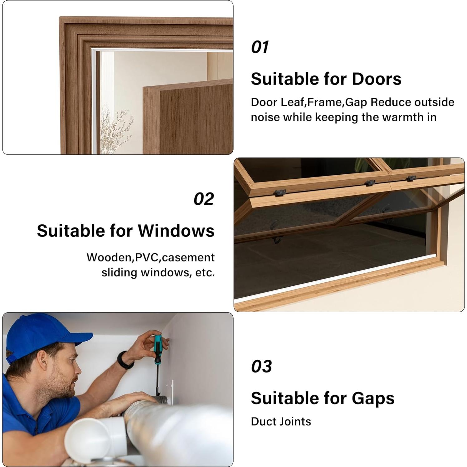 Tira de Aislamiento para Ventanas GCJUYA 3M 118 cm Blanca