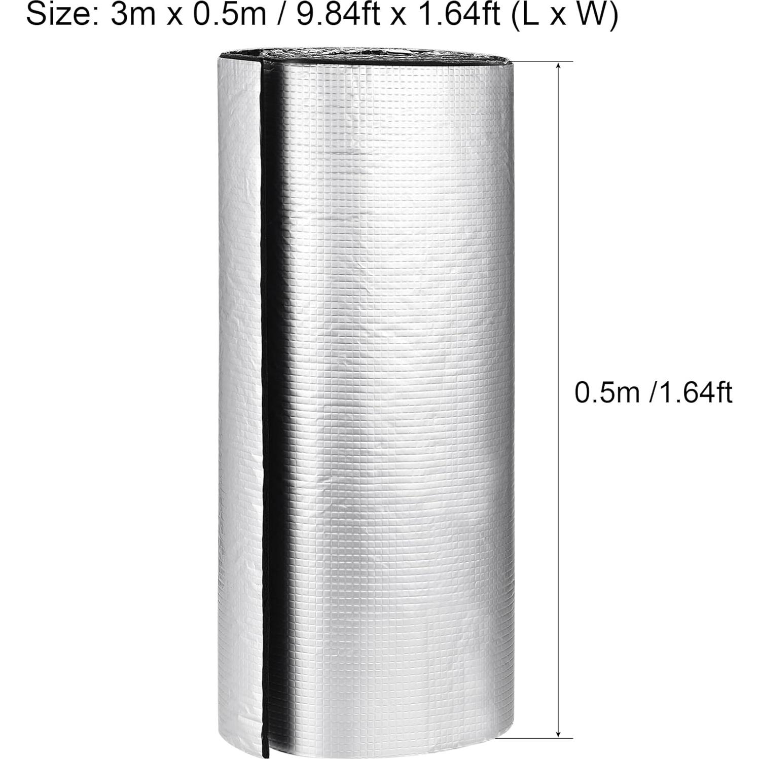 Hoja de Aislamiento uxcell 3m x 0.5m x 5mm Espuma Caucho Aluminio