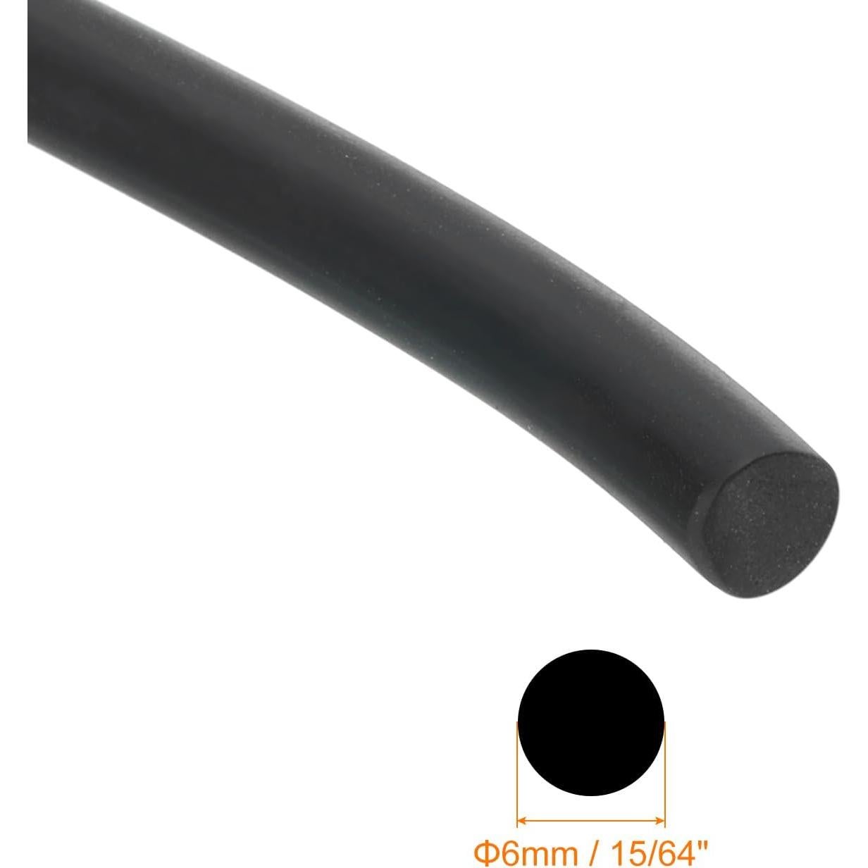 Tira de Sello Redonda Caucho Nitrilo uxcell 6mm x 3m