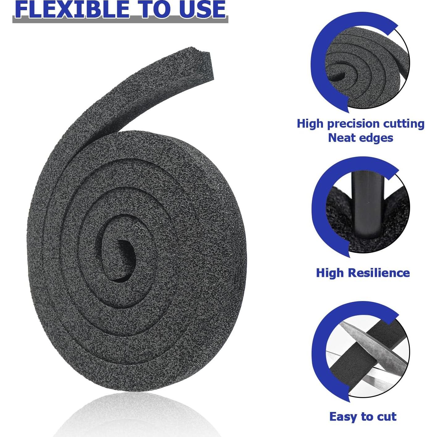 Tira de Aislamiento de Espuma BOJACK 2 Rollos 1x1" No Adhesiva