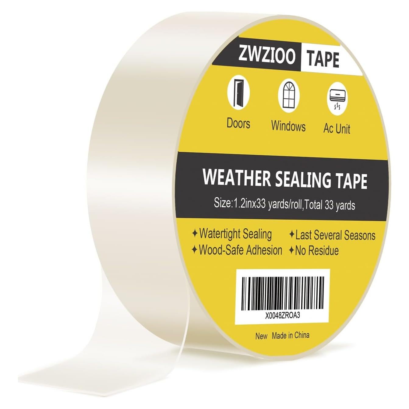 Burlete ZWZIOO para Ventanas y Puertas 1.2cm x 60m Transparente