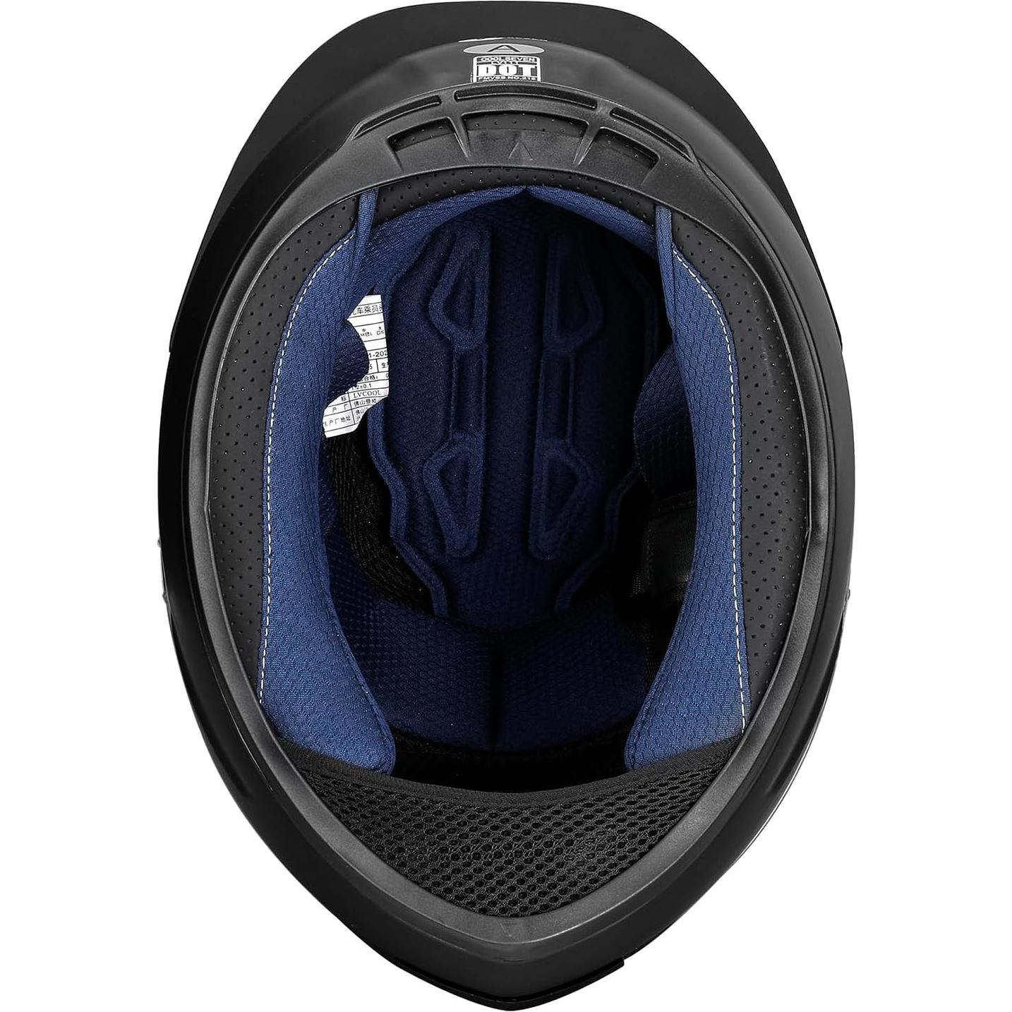 Casco de Motocicleta Deflife LV111 Mediano Negro Aerodinámico