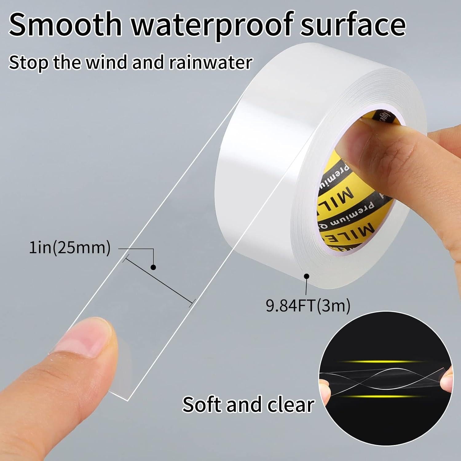 Cinta de Sellado Transparente MILEQEE 3m x 2.54cm Aislante