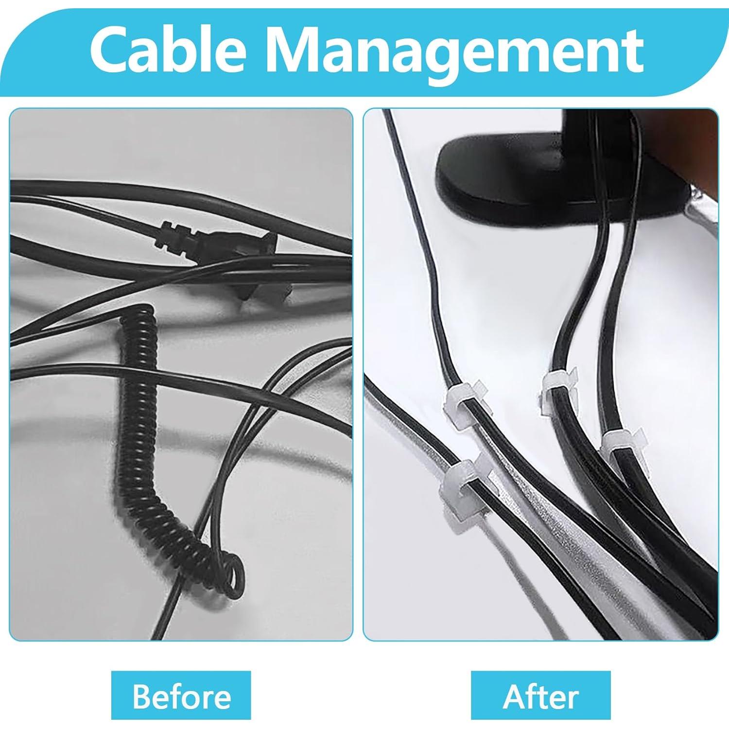 100 Clips de Cable Adhesivos Abnii 16mm para Organización