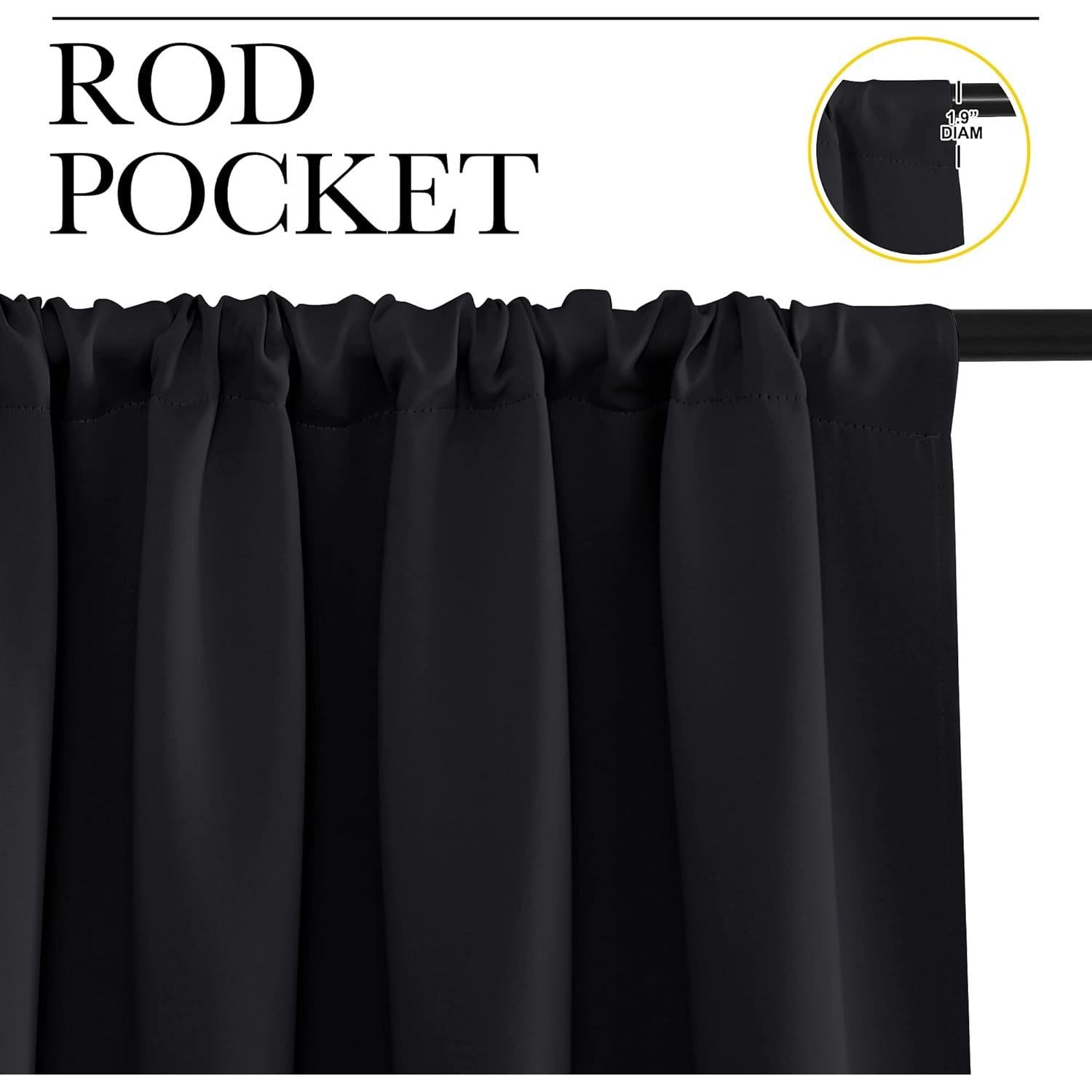 Cortinas Blackout NICETOWN 2 Paneles 106.68x160 cm Negro