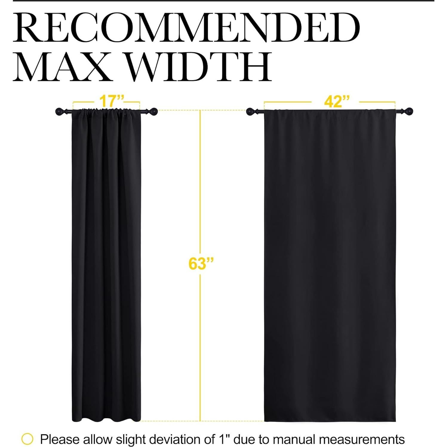 Cortinas Blackout NICETOWN 2 Paneles 106.68x160 cm Negro