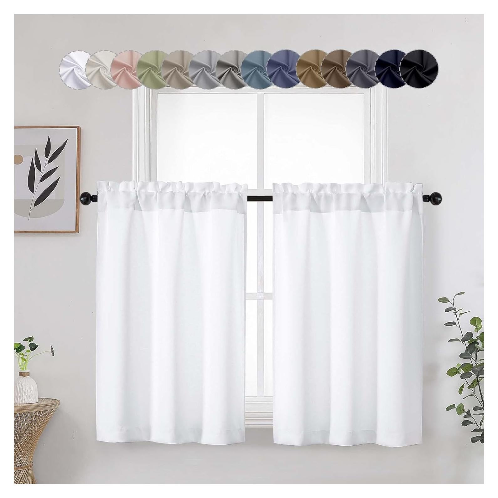 Cortinas de Café Blancas 76x91 cm WelvetBLK 2 Paneles Aislantes