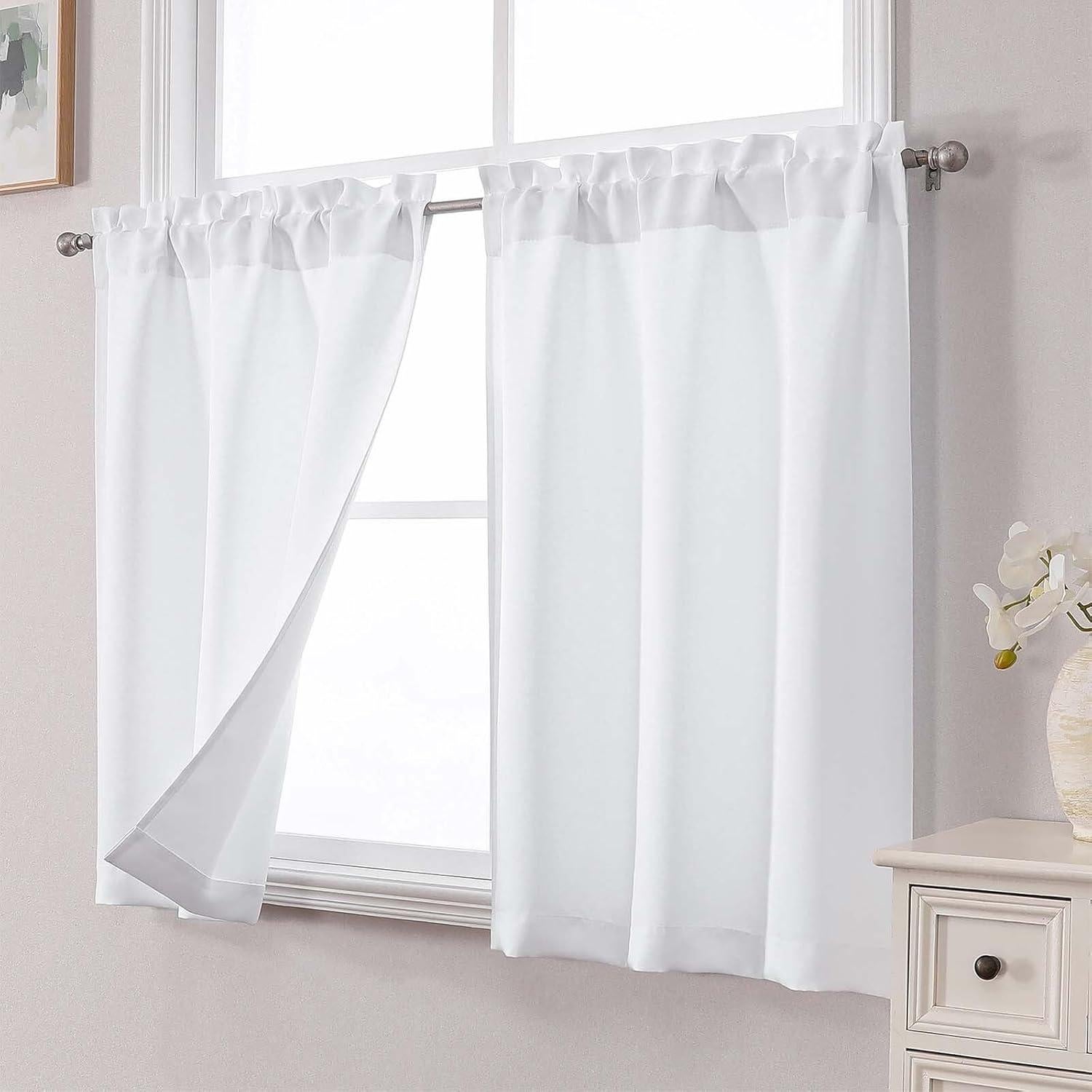 Cortinas de Café Blancas 76x91 cm WelvetBLK 2 Paneles Aislantes