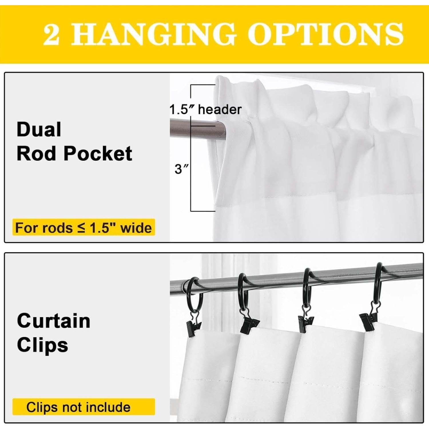 Cortinas de Café Blancas 76x91 cm WelvetBLK 2 Paneles Aislantes