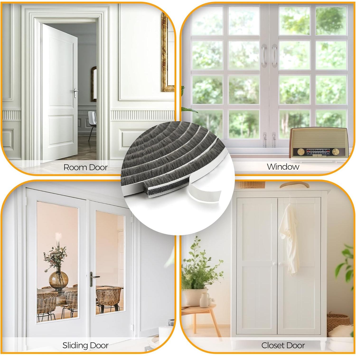 Tira Aislante Ravinte 10.06m Gris 0.35" x 0.35" para Ventanas