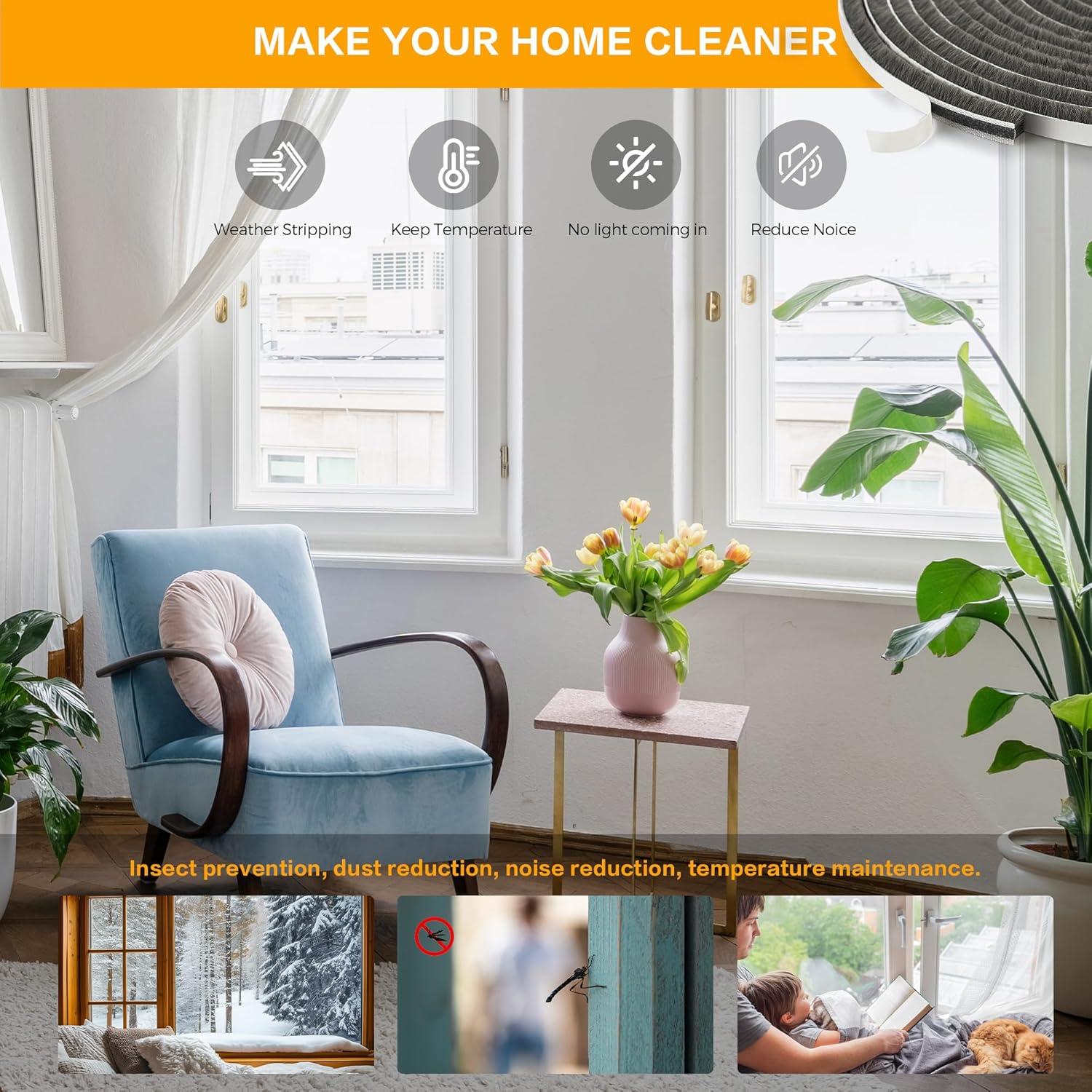 Tira Aislante Ravinte 10.06m Gris 0.35" x 0.35" para Ventanas