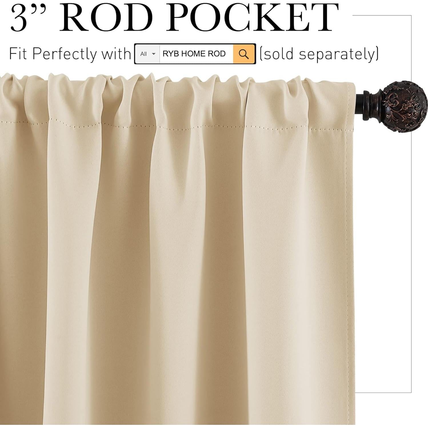 Cortinas Blackout RYB HOME 107x91 cm Beige Biscotti 2 Pcs