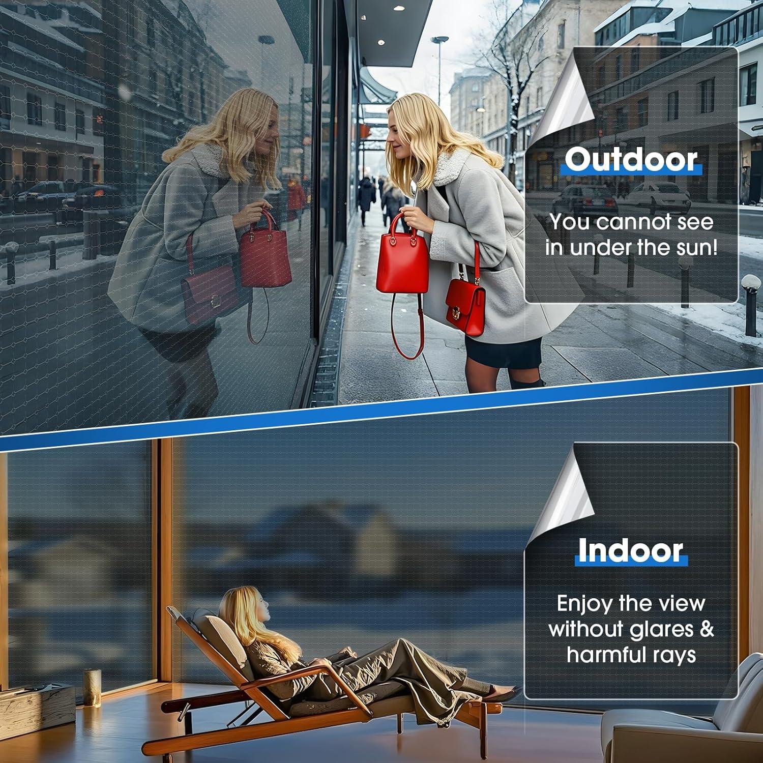 Película de Ventana Coavas One Way 44.5x200 cm Azul Plata