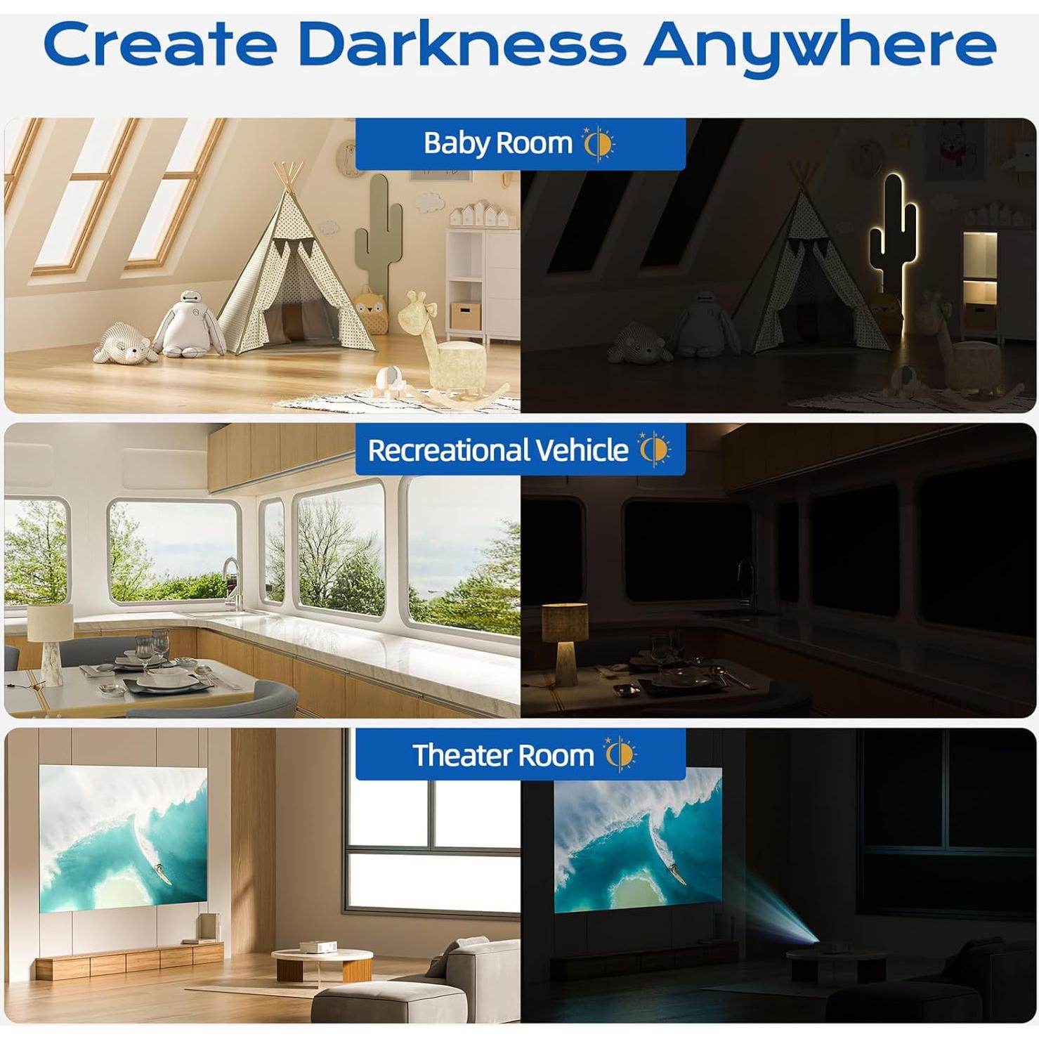 Cortinas Blackout Tlany 99x147 cm para Dormitorio - Negros