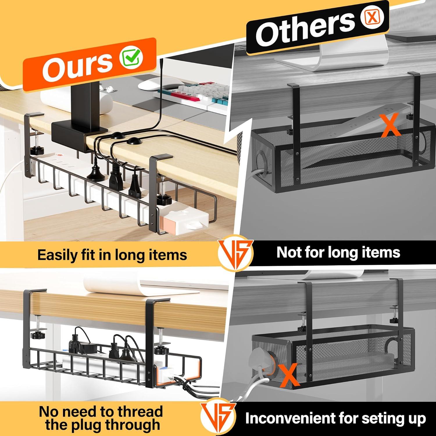 Paquete de 2 Bandejas de Gestión de Cables Xpatee 40x12x15 cm Negro