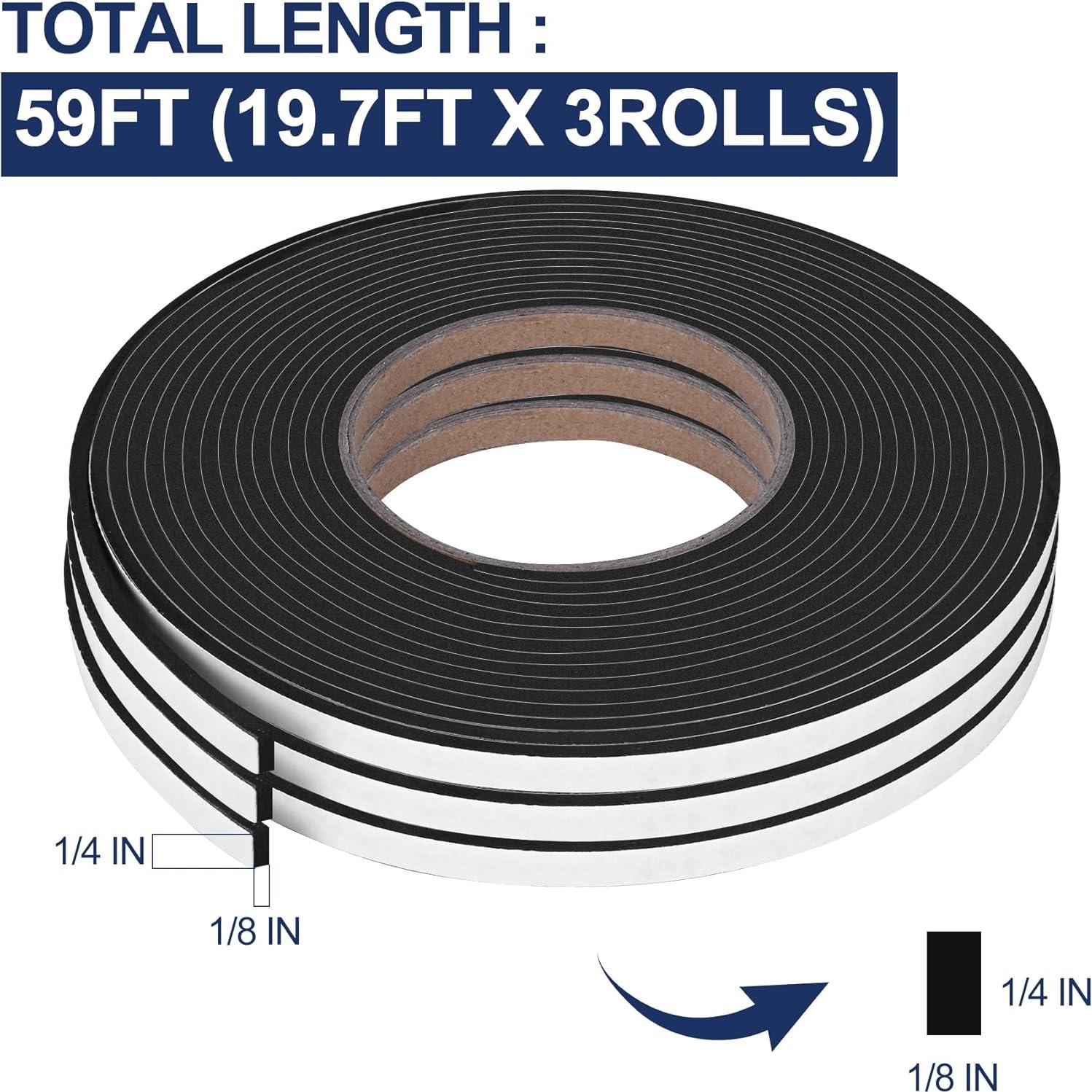 Cinta de Espuma Autoadhesiva MYFAMIREA 59 pies 0.64x0.32 cm Negro
