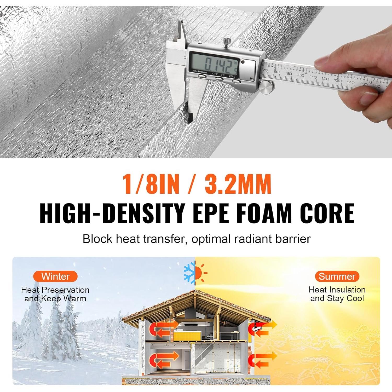 Rollo Aislamiento Reflectante Doble VEVOR 122 cm x 3 m 3.2 mm