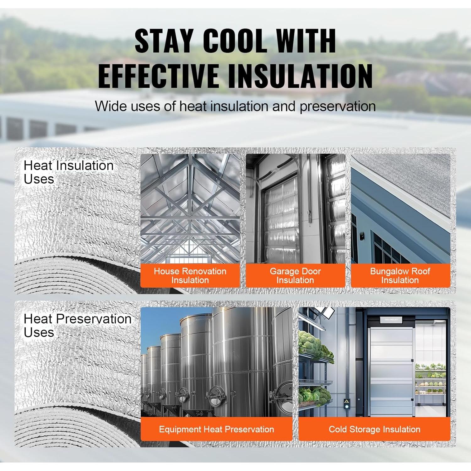 Rollo Aislamiento Reflectante Doble VEVOR 122 cm x 3 m 3.2 mm