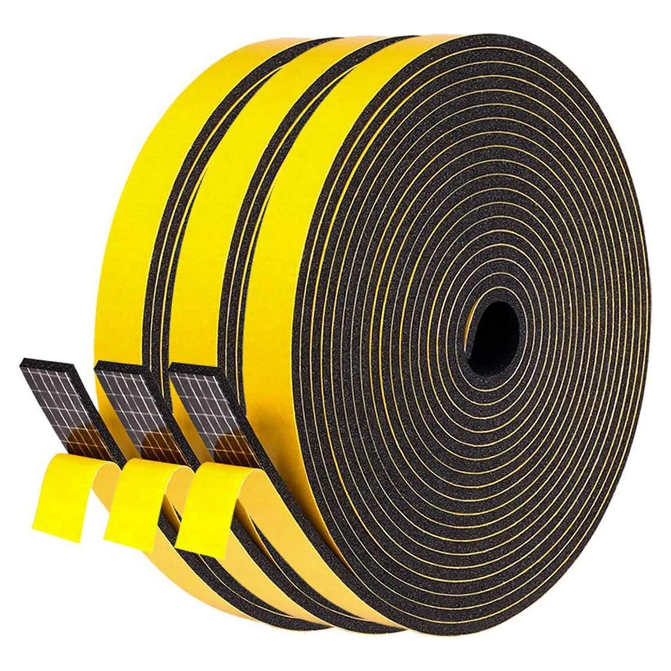 Cinta de Espuma Aislante fowong 14.63m Negro para Puertas y Ventanas