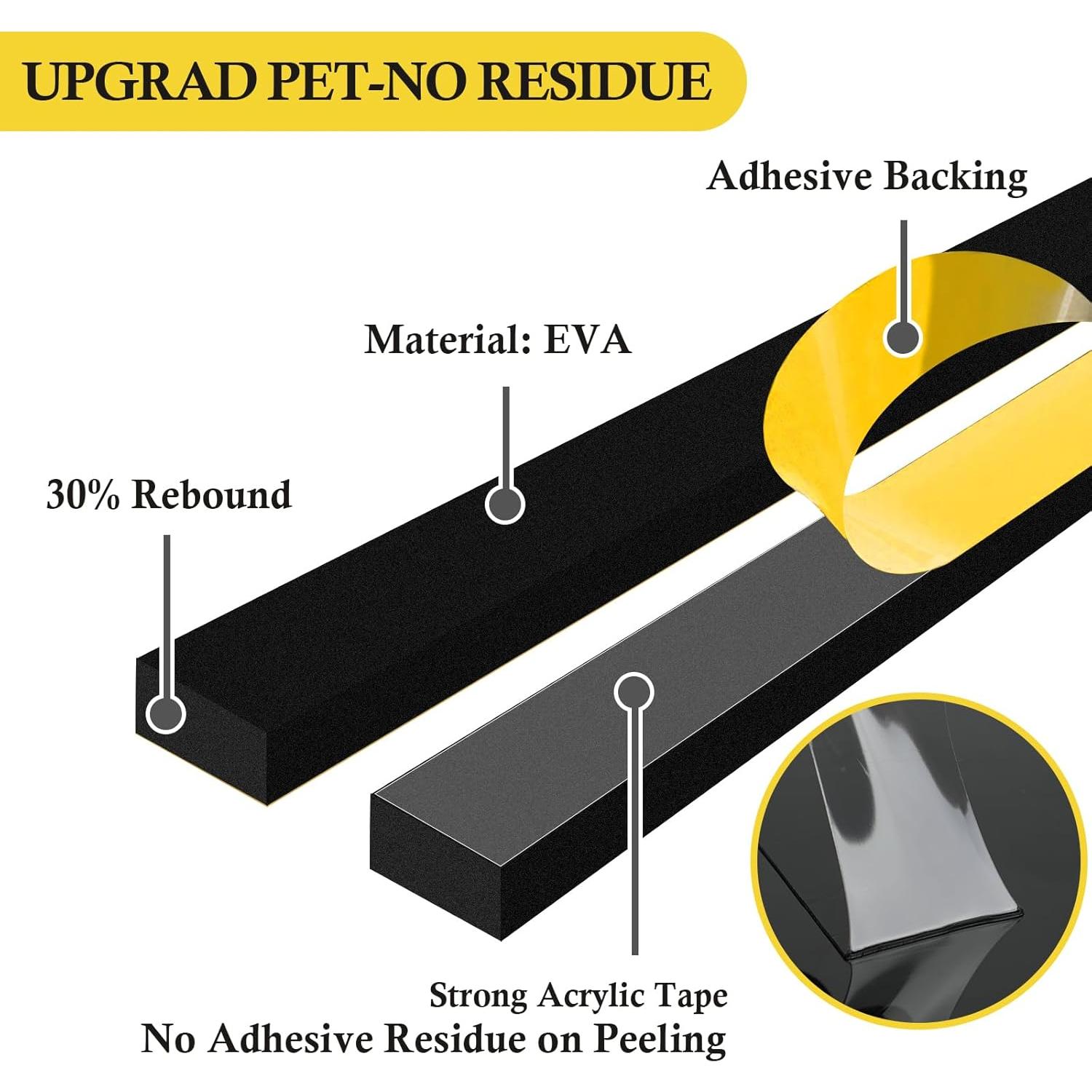 Cinta de Espuma Aislante fowong 14.63m Negro para Puertas y Ventanas