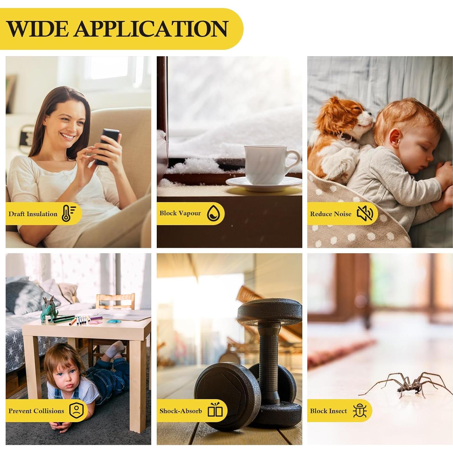 Cinta de Espuma Aislante fowong 14.63m Negro para Puertas y Ventanas