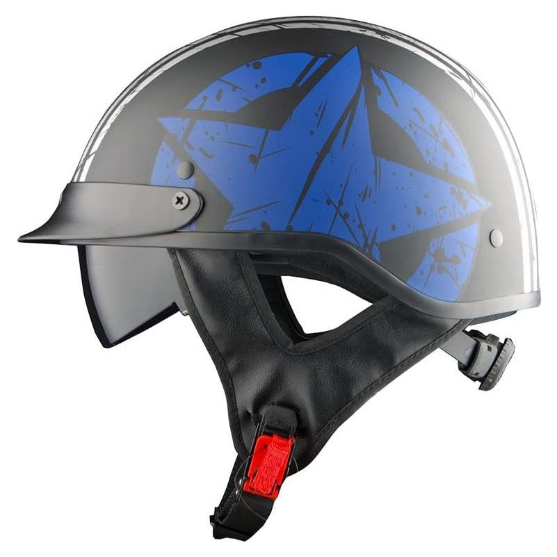 Casco de Media Cara 1Storm HKY205V Negro para Motocicleta