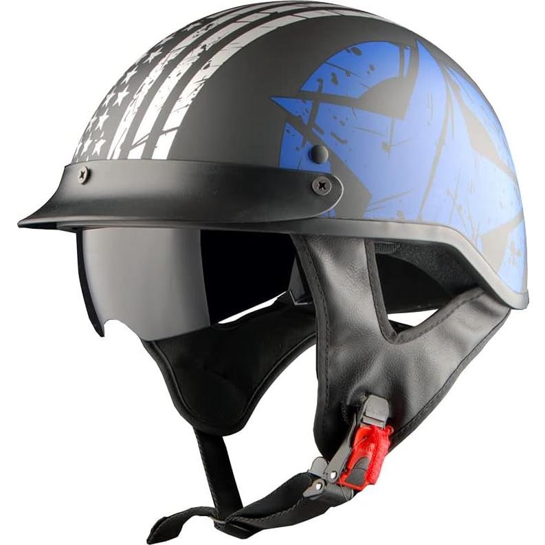 Casco de Media Cara 1Storm HKY205V Negro para Motocicleta