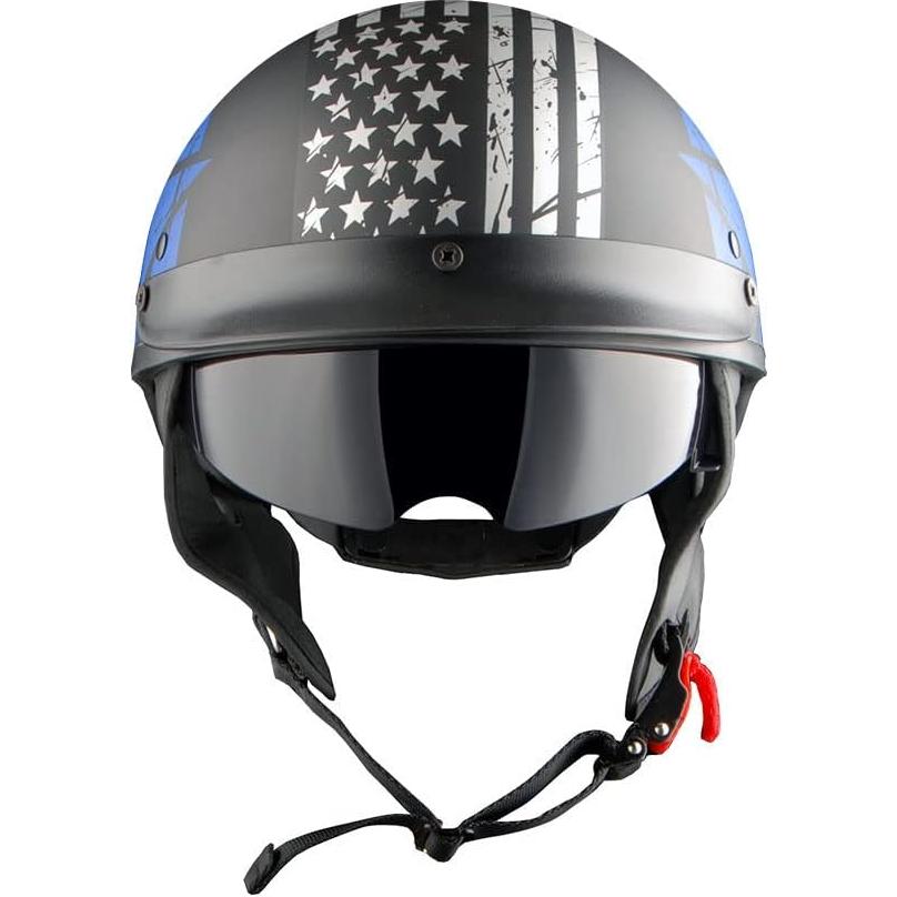 Casco de Media Cara 1Storm HKY205V Negro para Motocicleta