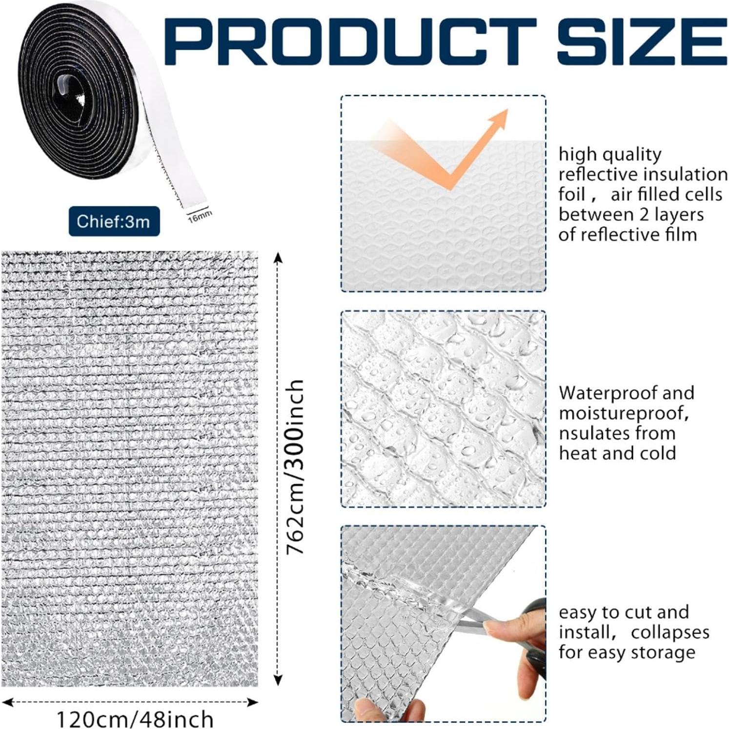Cubierta de Sombra para Ventana RV Frienda 121.9x762 cm Plata