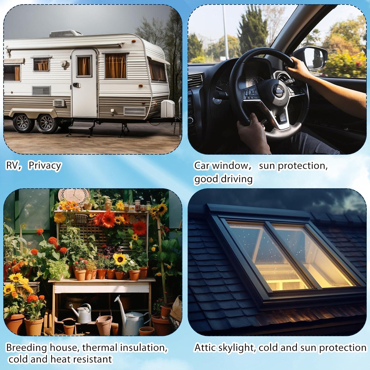 Cubierta de Sombra para Ventana RV Frienda 121.9x762 cm Plata