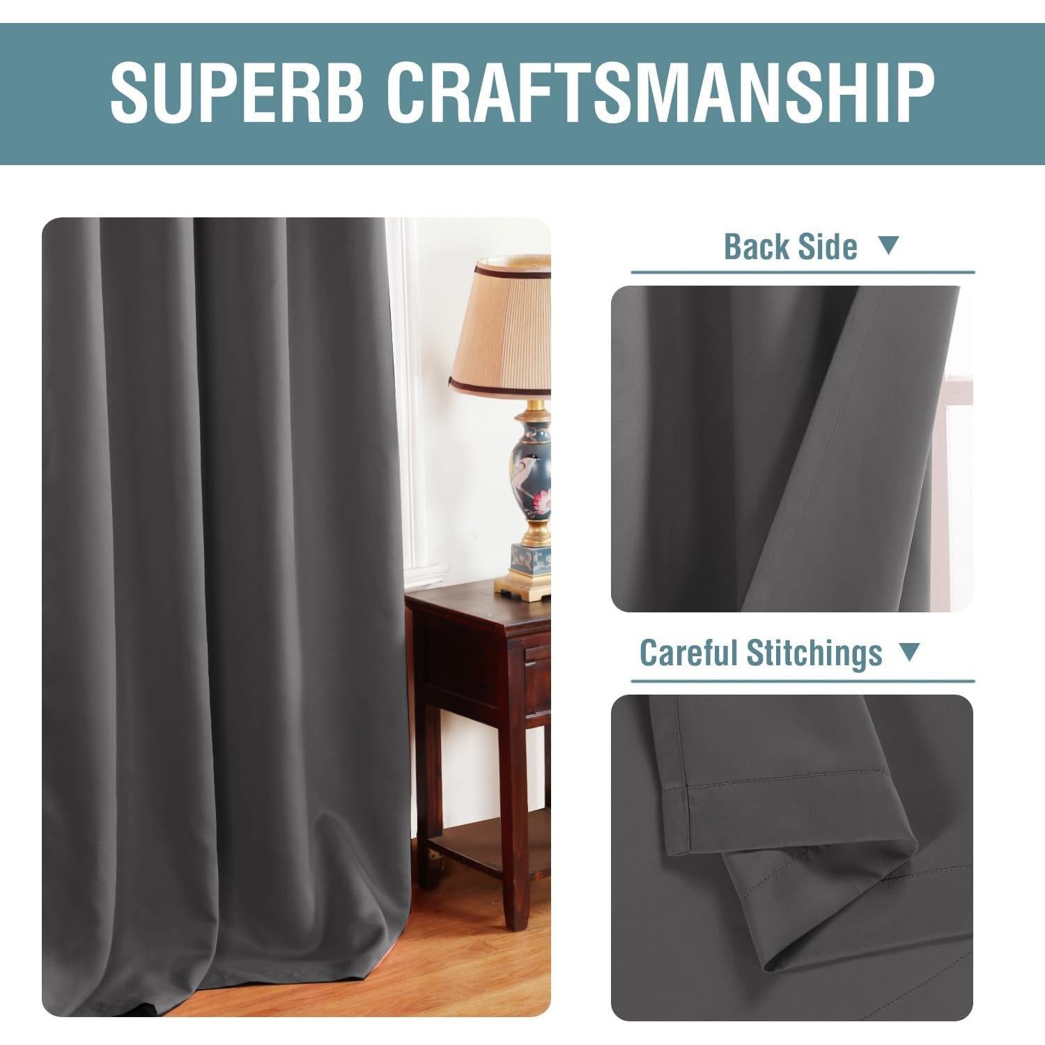 Cortinas Blackout H.VERSAILTEX 52x84 Gris Carbón Aislantes