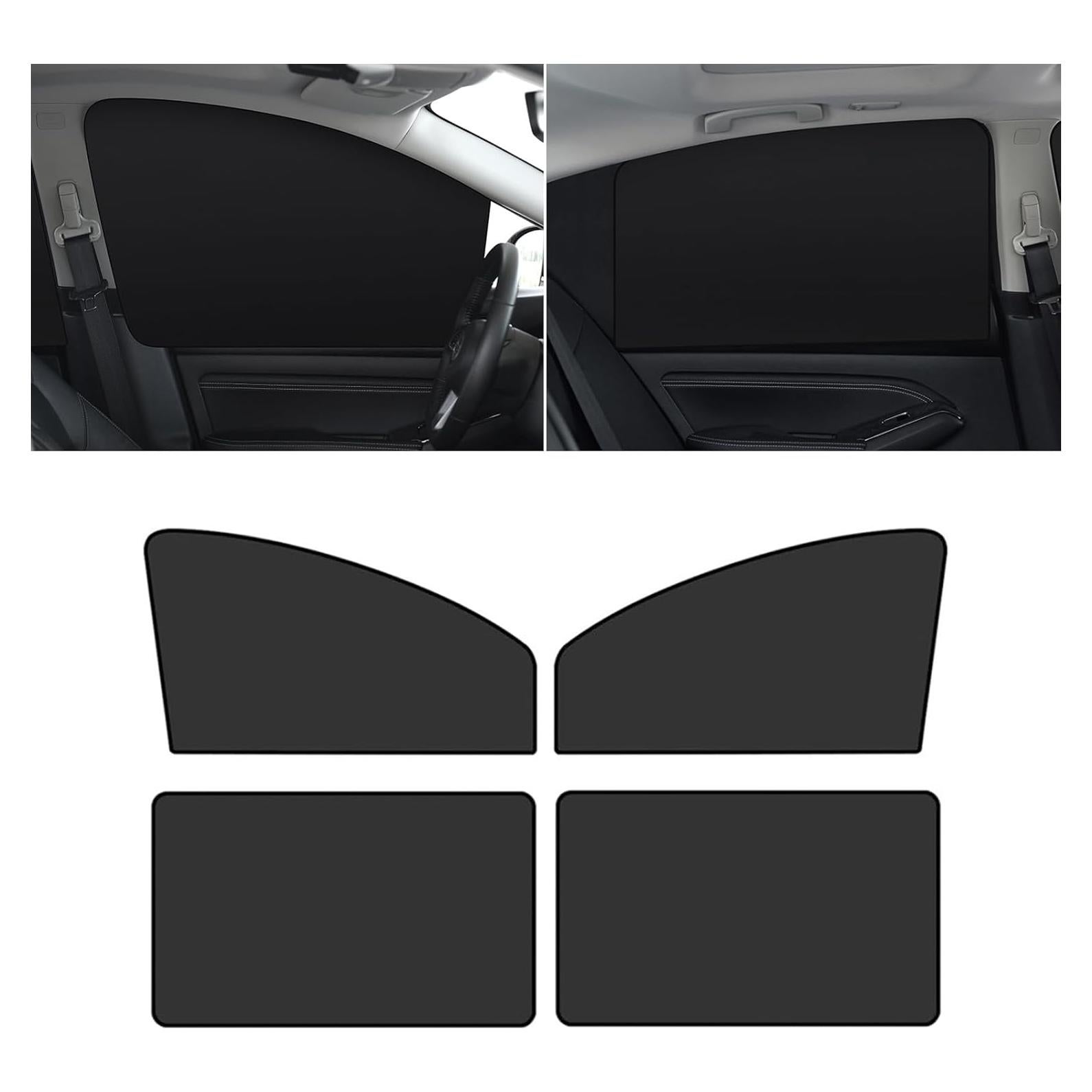 4 PCS Protector Solar Ventanas Coche Flygun Negro Plegable