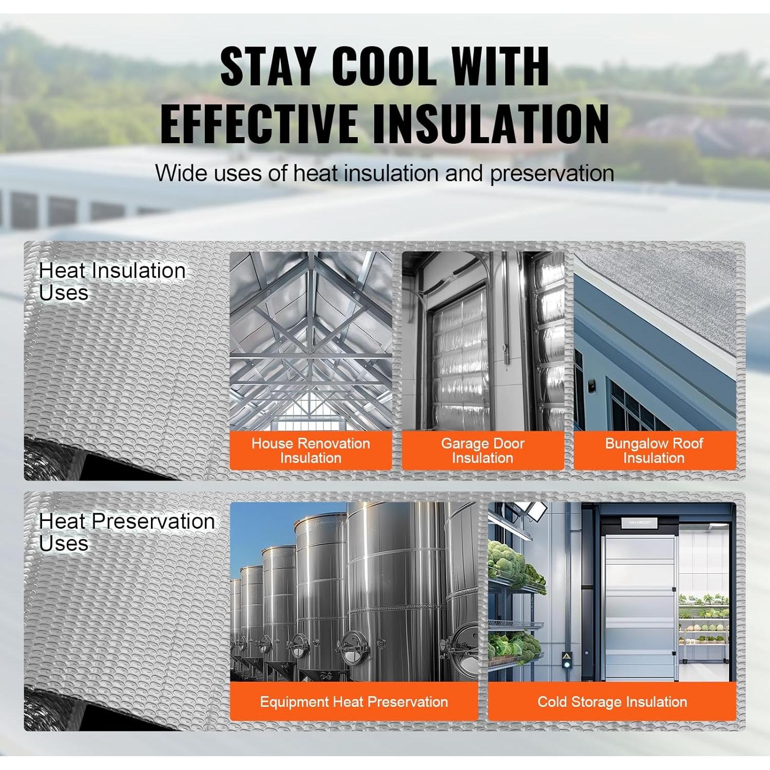 Rollo Aislamiento Reflectante Doble VEVOR 3.2mm 121.9x304.8cm