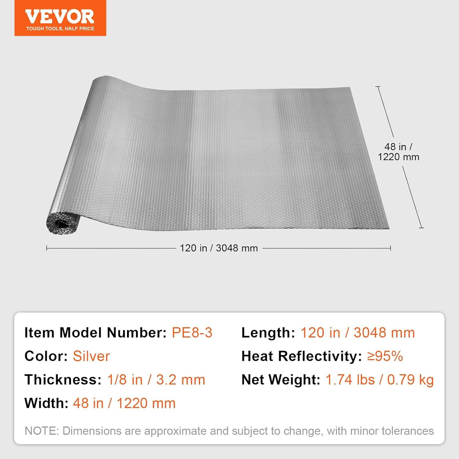 Rollo Aislamiento Reflectante Doble VEVOR 3.2mm 121.9x304.8cm