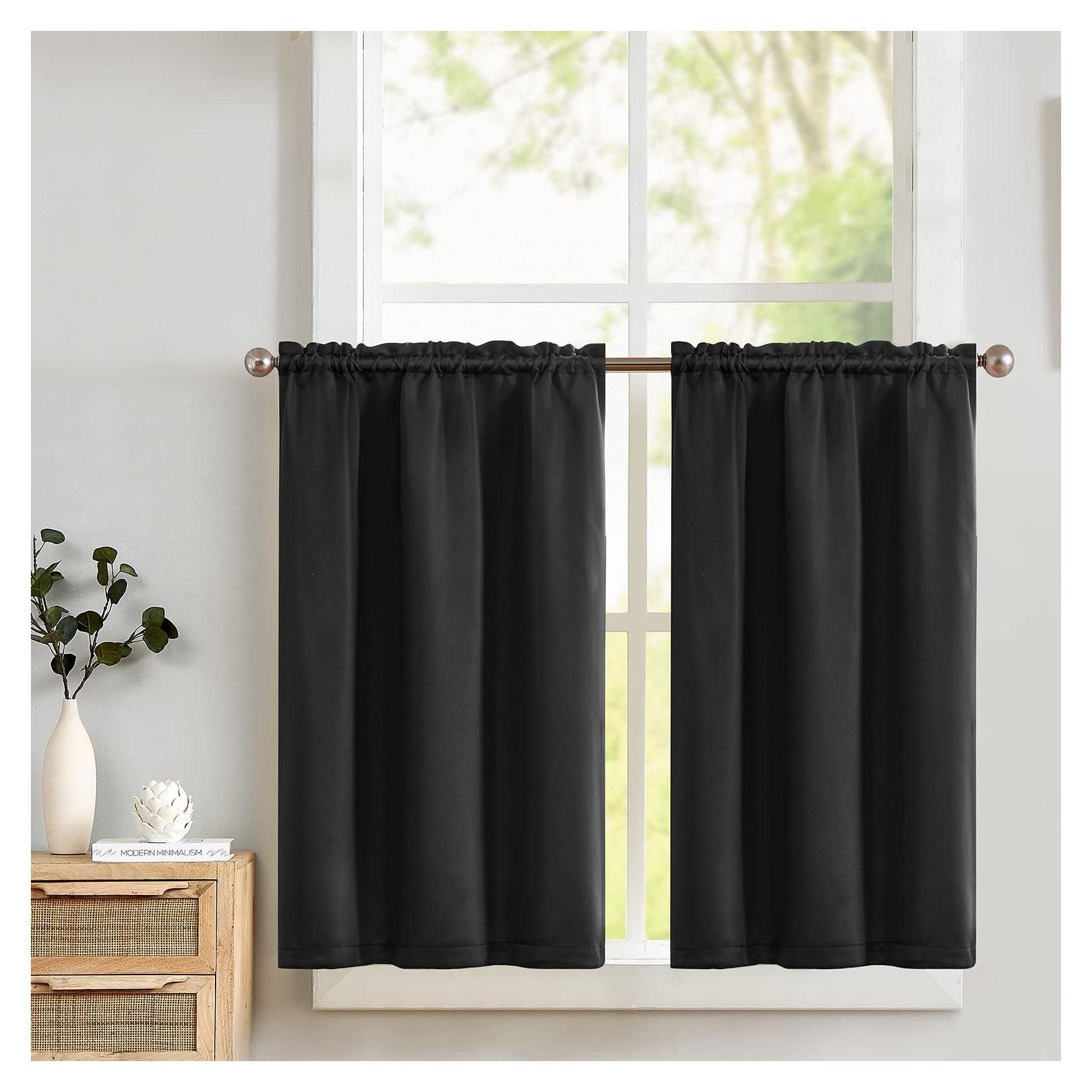 Cortinas Opacas Lazzzy Negras 34x45 cm - Juego de 2 Piezas