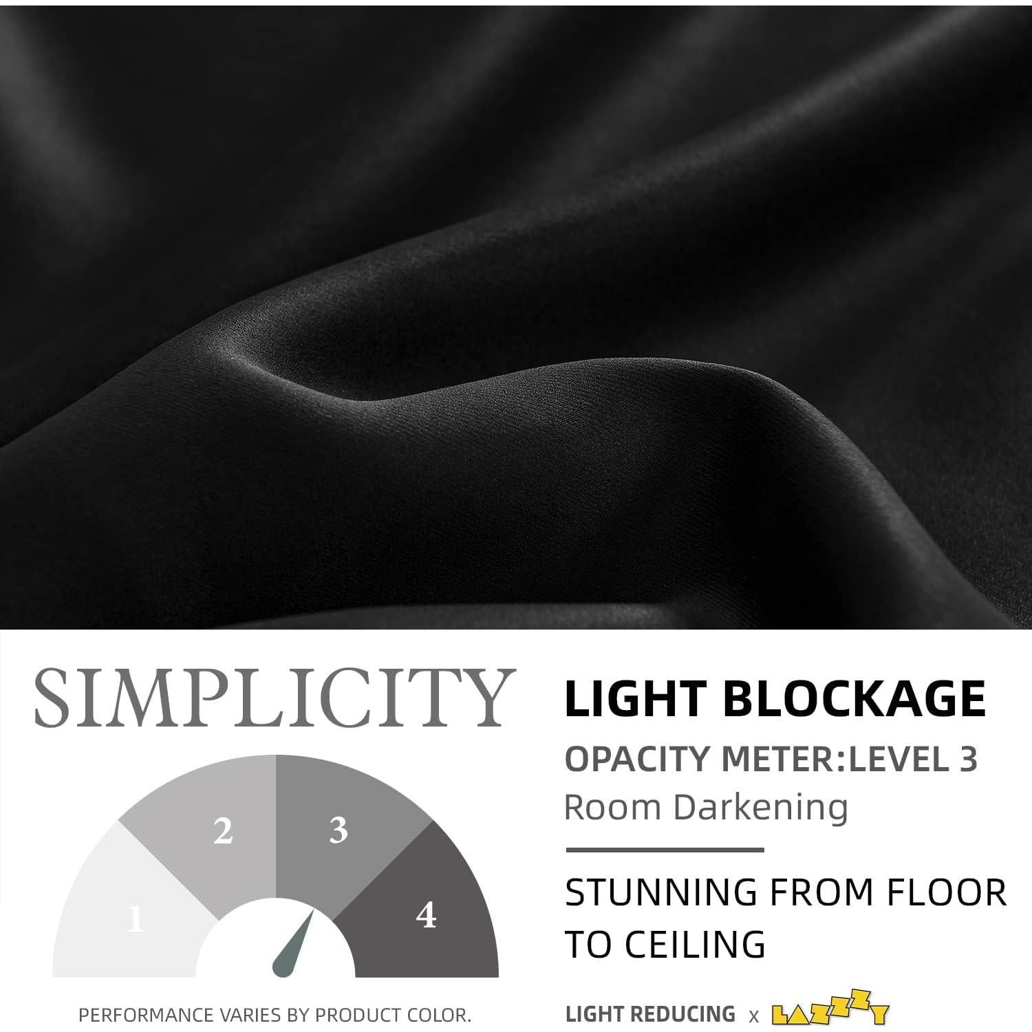 Cortinas Opacas Lazzzy Negras 34x45 cm - Juego de 2 Piezas