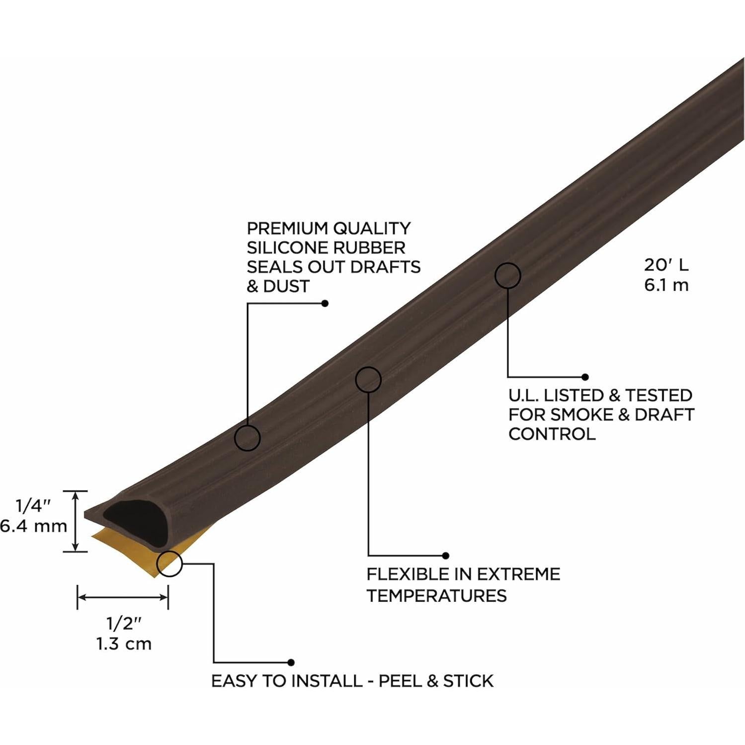 Junta de Goma de Silicona M-D 6.1m para Puertas y Ventanas