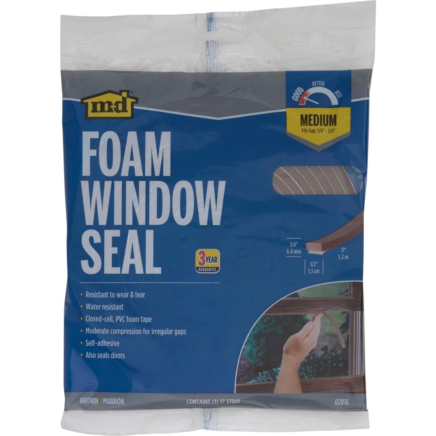 Sello de Ventana de Espuma M-D 02816 0.64 cm x 1.27 cm x 5.18 m