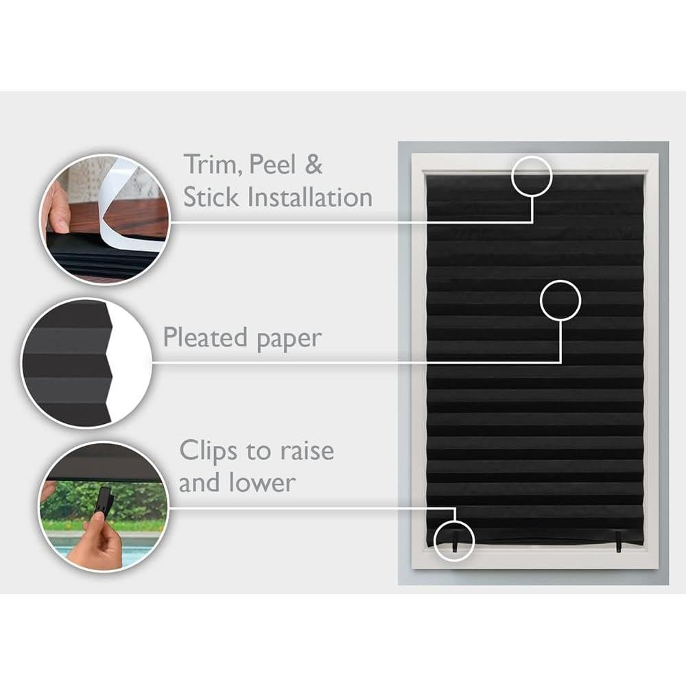 Cortina Opaca Plegada Redi Shade 91.44x182.88cm Negra 6 Paquete