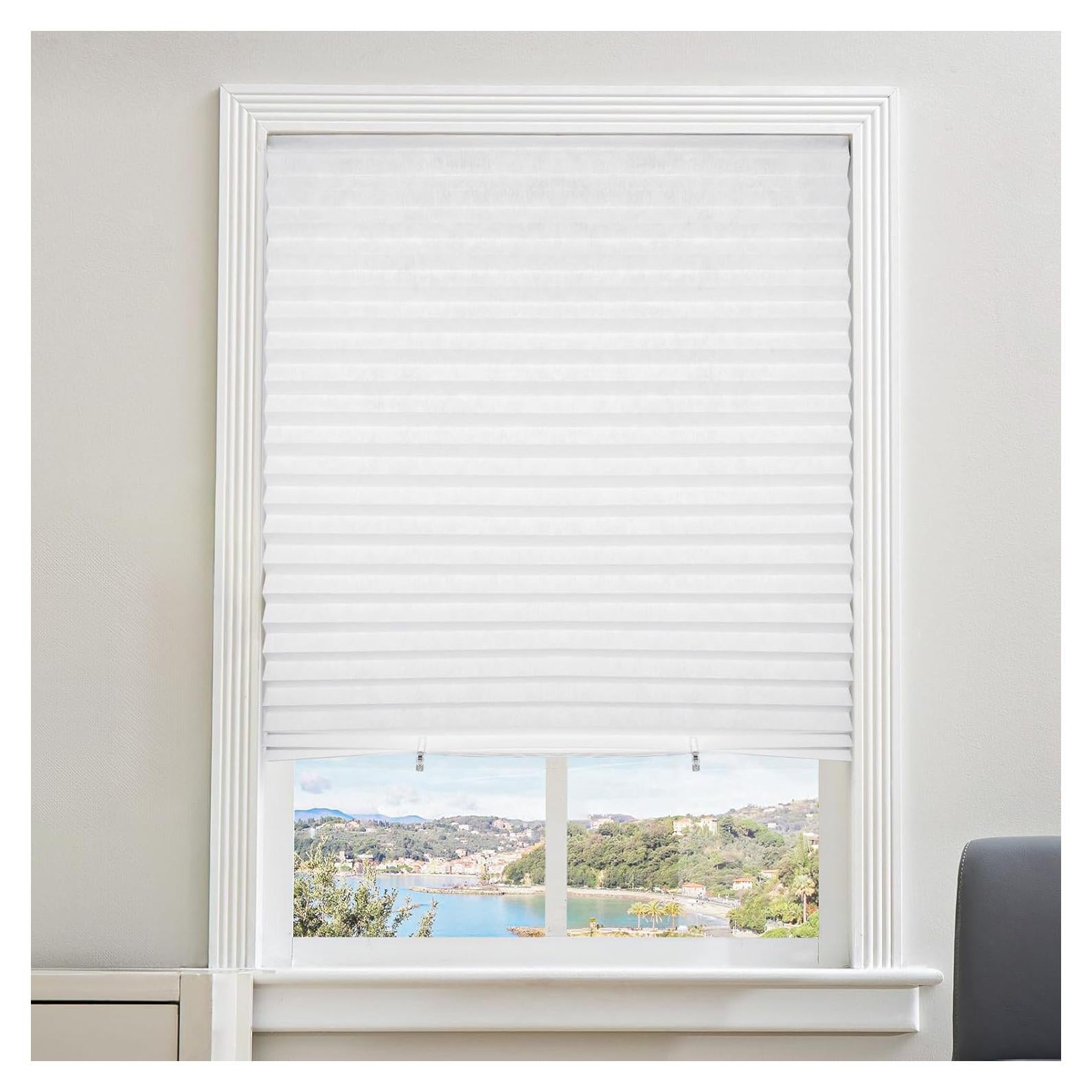 6 Cortinas Plisadas Sin Cable Touri 91x183 cm Blancas Filtrantes