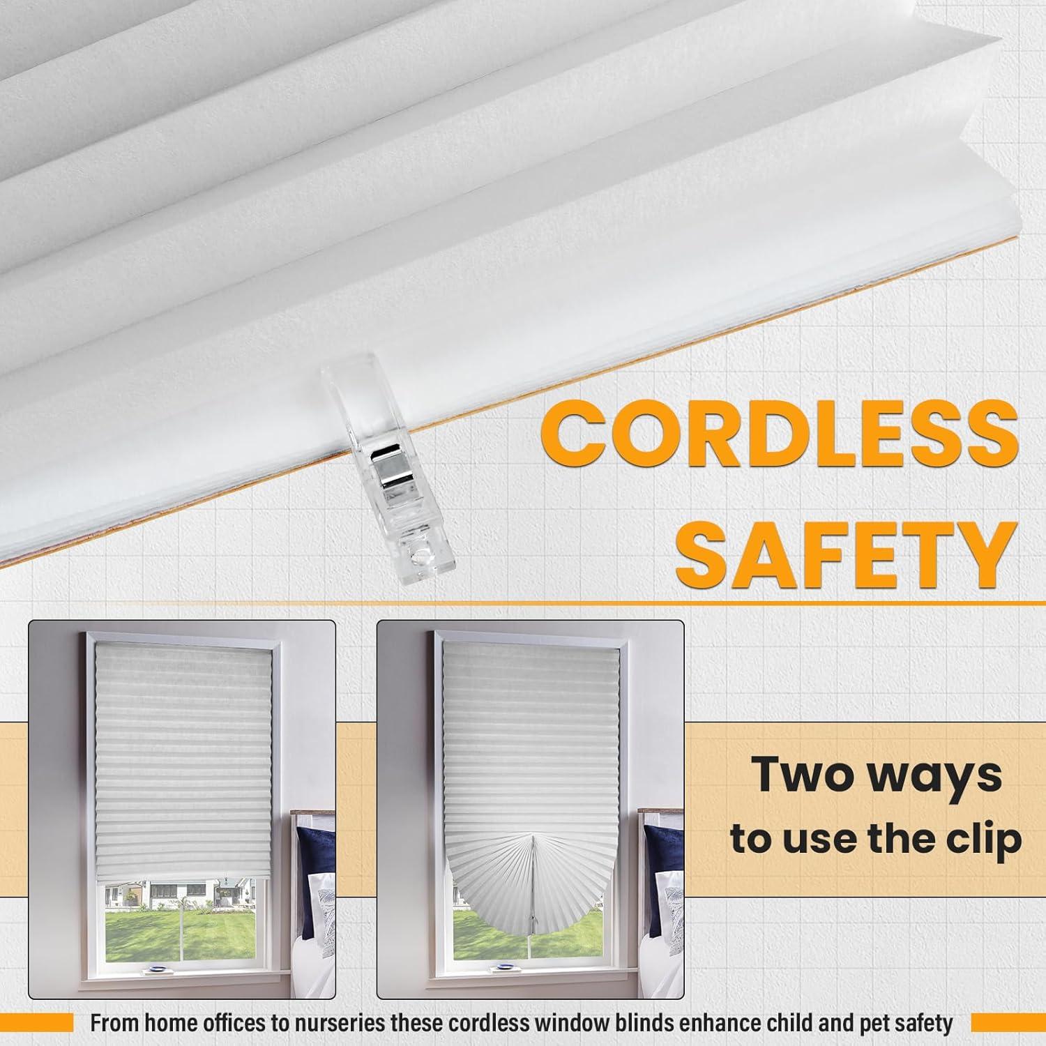 6 Cortinas Plisadas Sin Cable Touri 91x183 cm Blancas Filtrantes