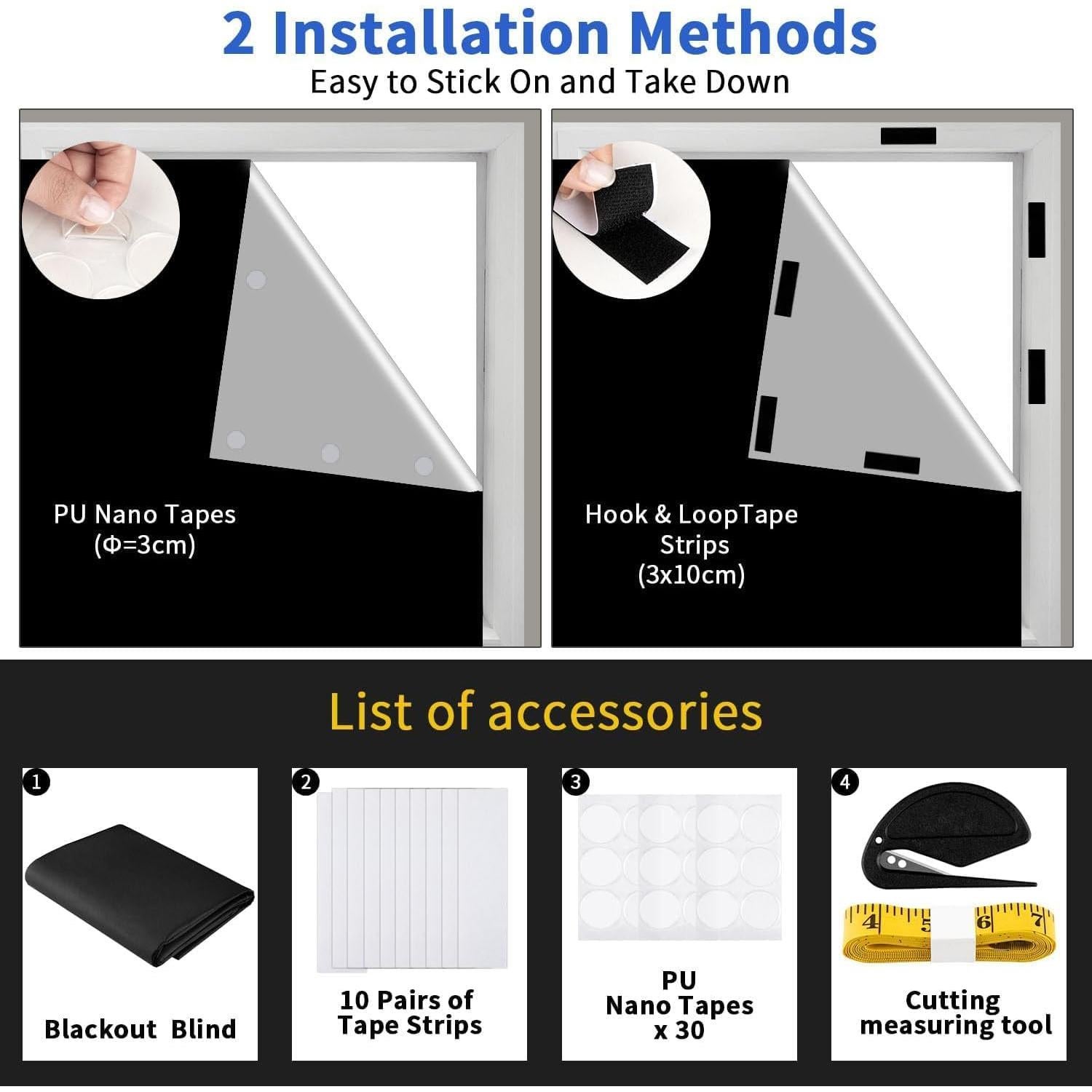 Cortinas Blackout Portátiles Machine-Ya 200x145 cm Sin Taladro