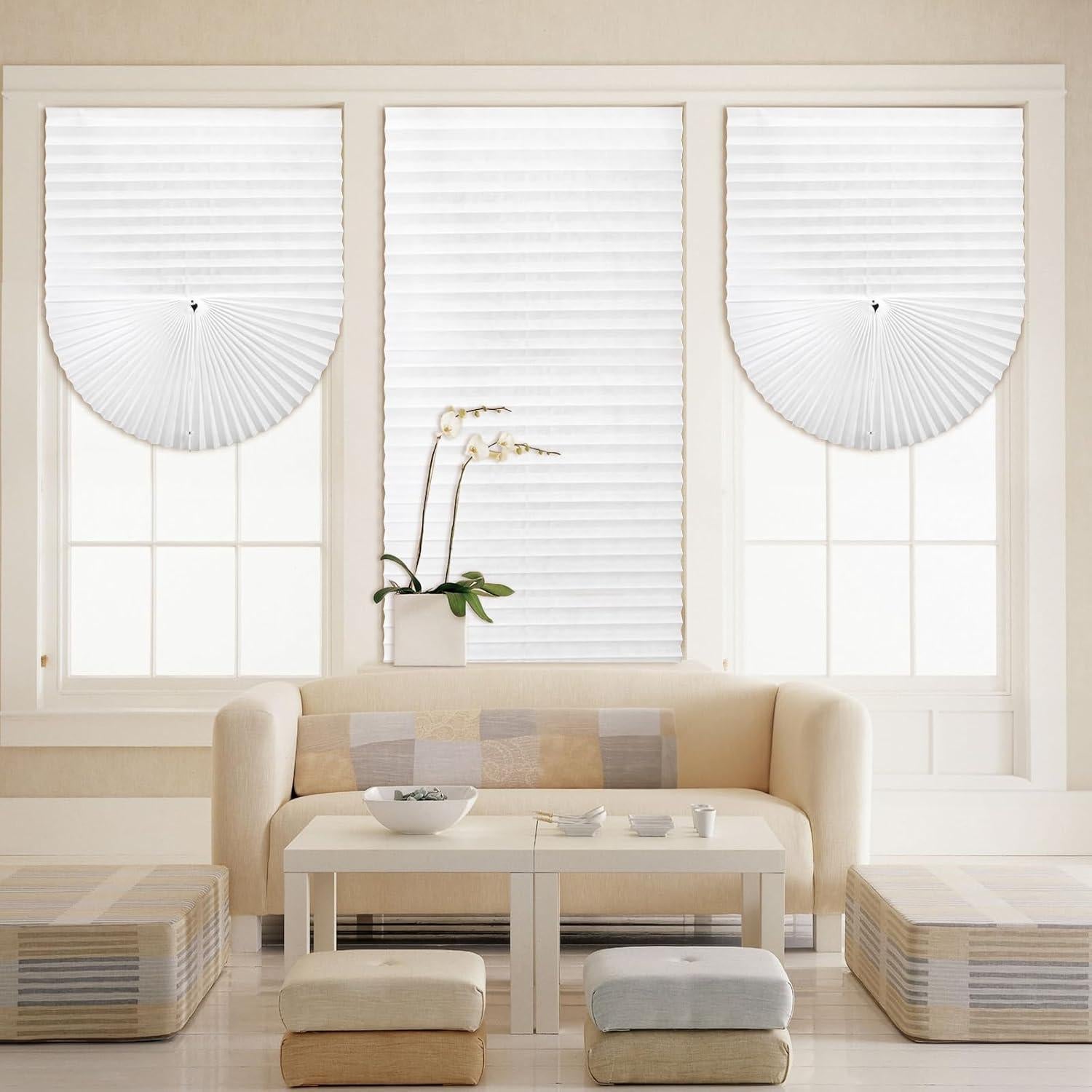 Paquete de 6 Cortinas Plisadas Temporales Tlence 35x70 cm Blanco