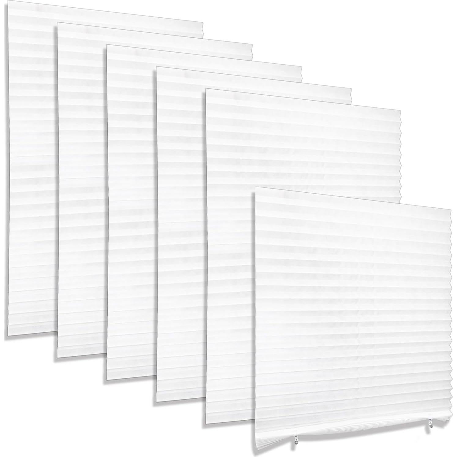 Paquete de 6 Cortinas Plisadas Temporales Tlence 35x70 cm Blanco