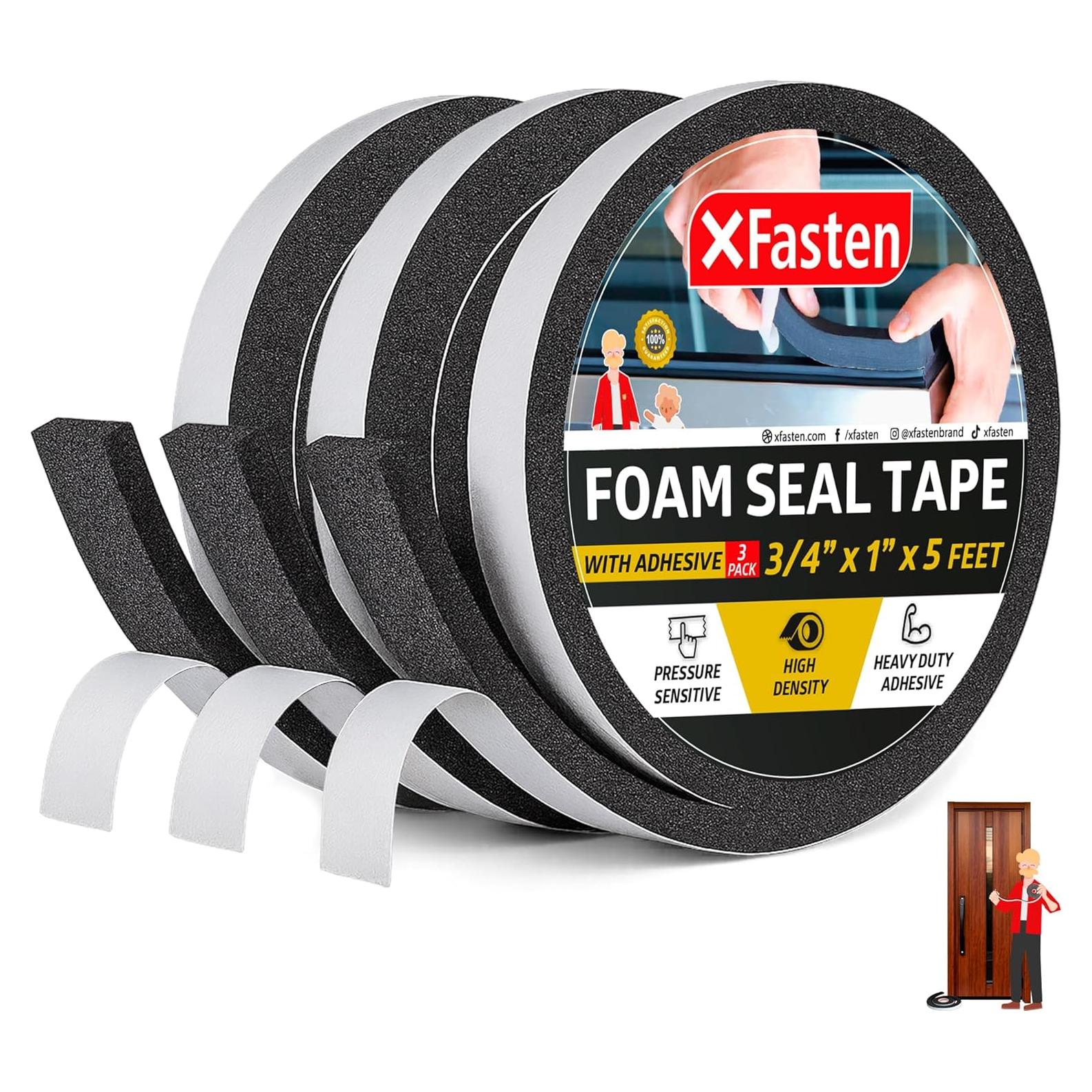 Cinta de Sellado de Espuma XFasten 1" x 5' - Paquete de 3