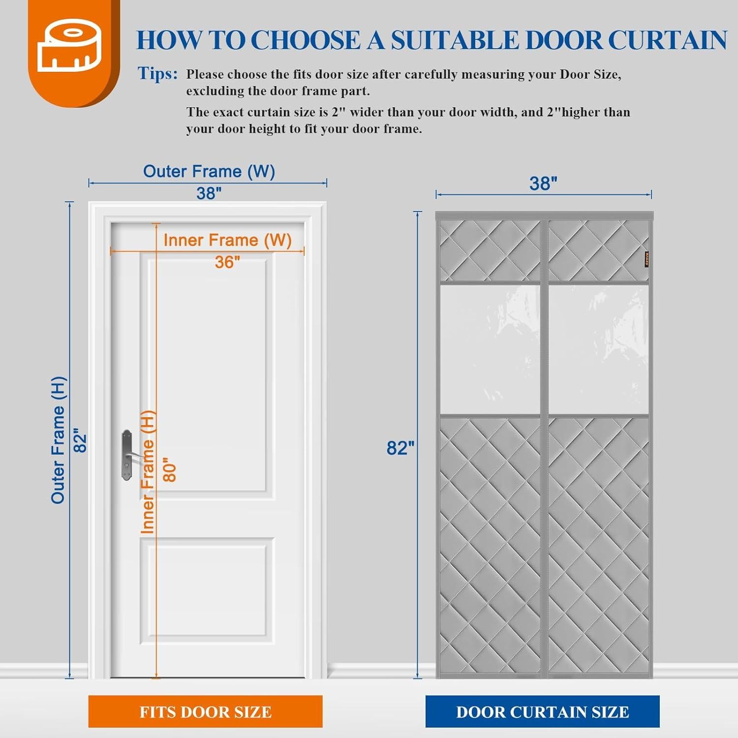 Cortina de Puerta Aislante Térmica MAGZO 91.44x203.2cm Gris