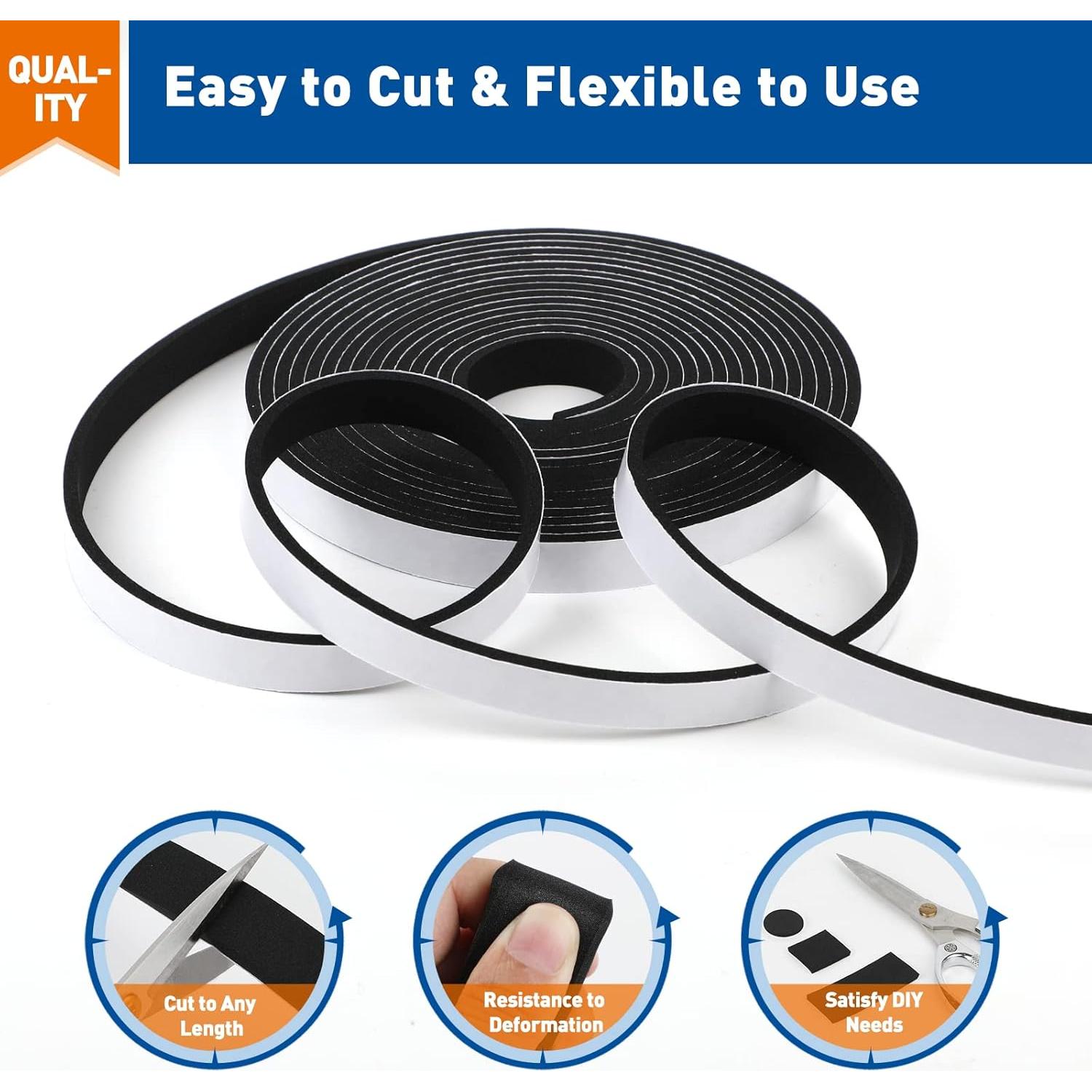 Sellador de Puerta MAGZO Cinta de Espuma Adhesiva 50FT Negro