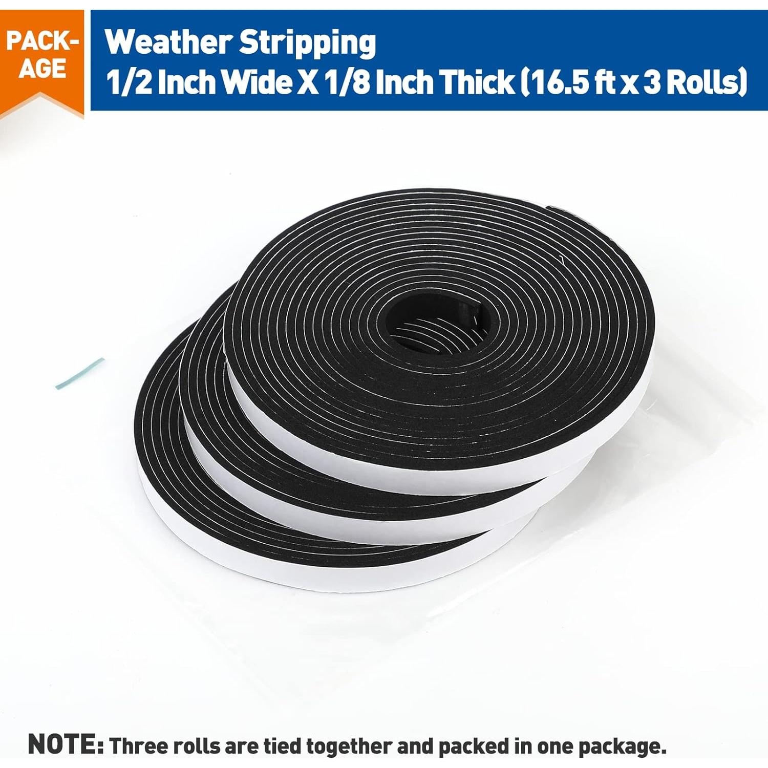 Sellador de Puerta MAGZO Cinta de Espuma Adhesiva 50FT Negro