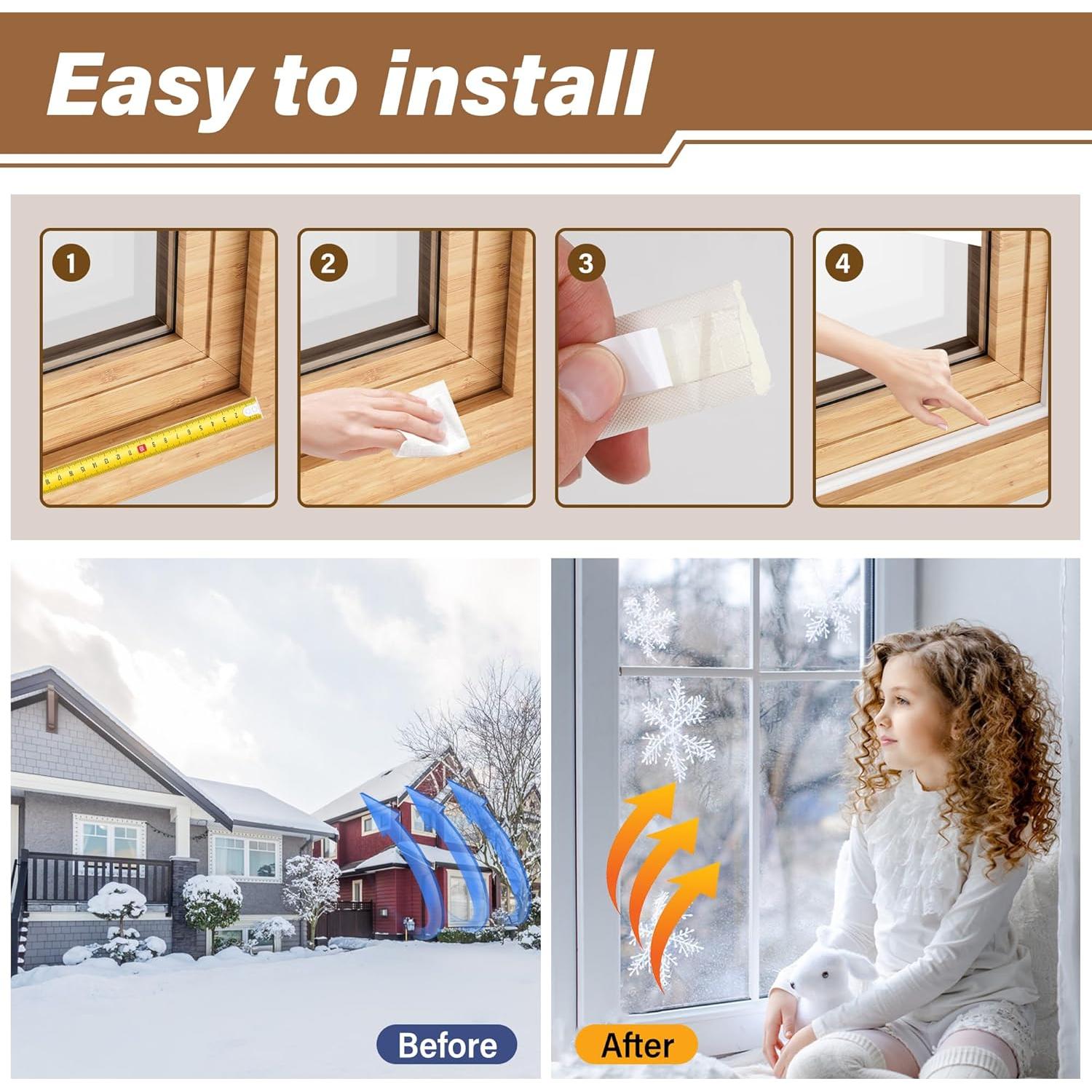 Burlete de Ventana GCJUYA 196 cm Blanco Aislamiento Eficaz