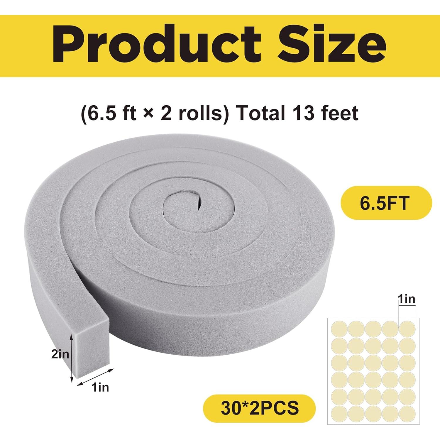 Cinta de Sellado de Espuma para Aire Acondicionado moonoom 2 Pcs 2.54cm x 3.96m